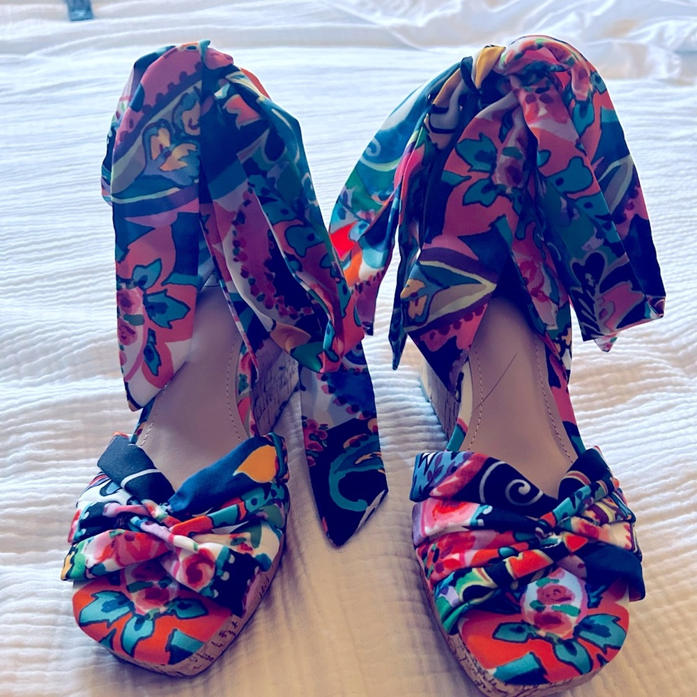 Multi Colored Ankle Tie heels